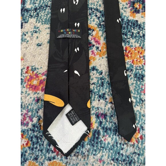 Vtg Daffy Duck Neck Tie Looney Tunes Mania Black Sweat Eyes Novelty Cartoon 1993 - Picture 2 of 4